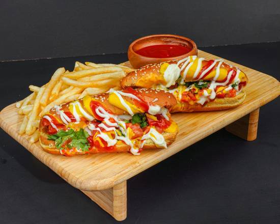 World Famous Takero Cachondo signature dishes TacoHot Dog SpecialTorta Mexican with Fries